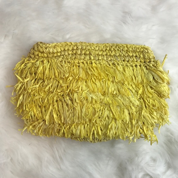 Natalie Alamien Handbags - NWOT Natalie Alamein Yellow Rafia Clutch